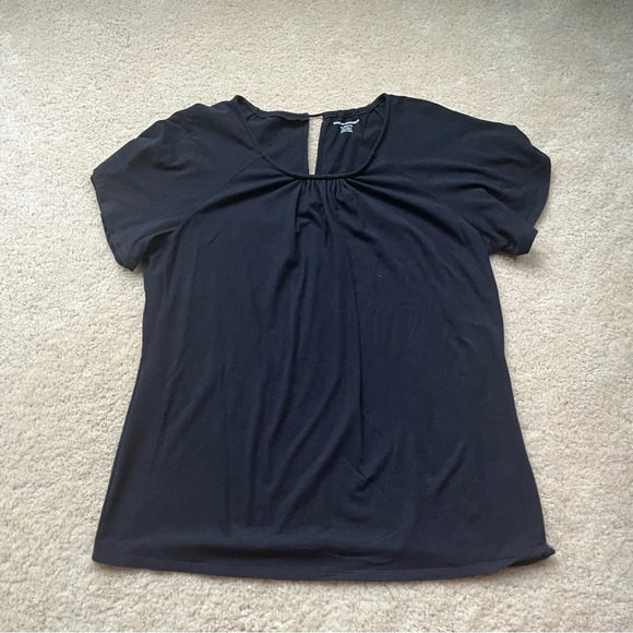 Amazon Essentials Women’s Black Flutter Sleeve Blouse - Size XL - EUC - Stretch - Picture 1 of 6